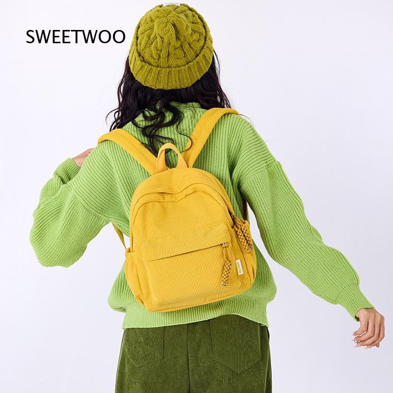 2026 Mustard Yellow Corduroy M - Mini Backpack Women review and price
