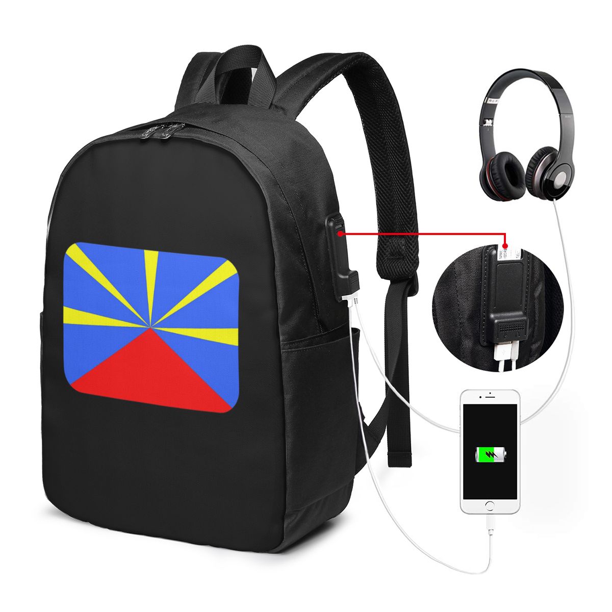 974 Reunion Island Flag Backpa - Women Bags Laptop review and price