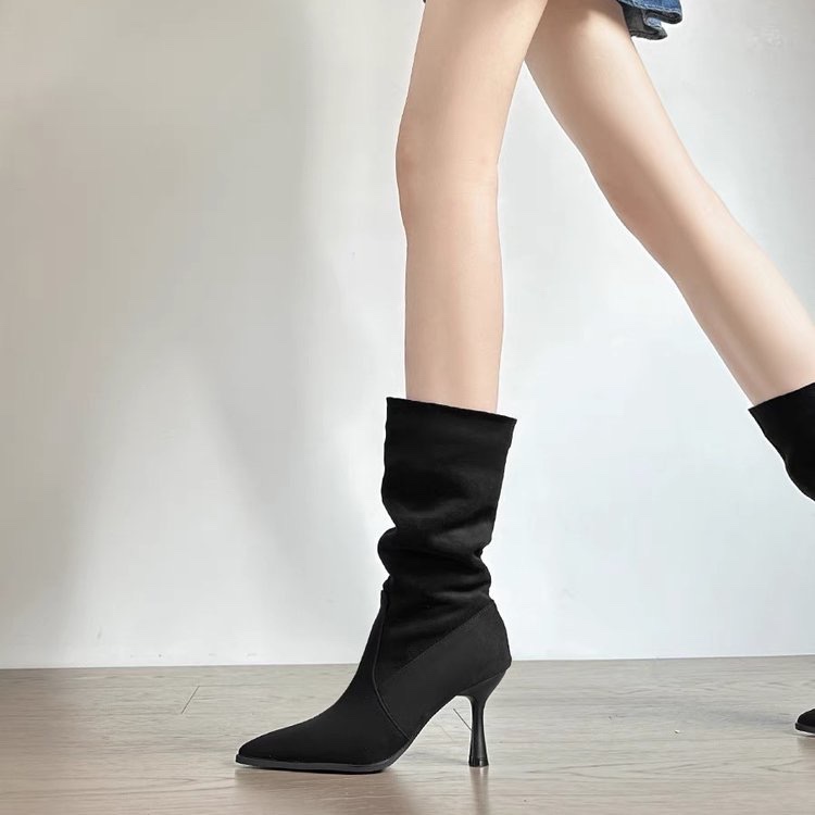 Cow Suede Mid-calf Modern Boot - Women Bags In Sale review and price