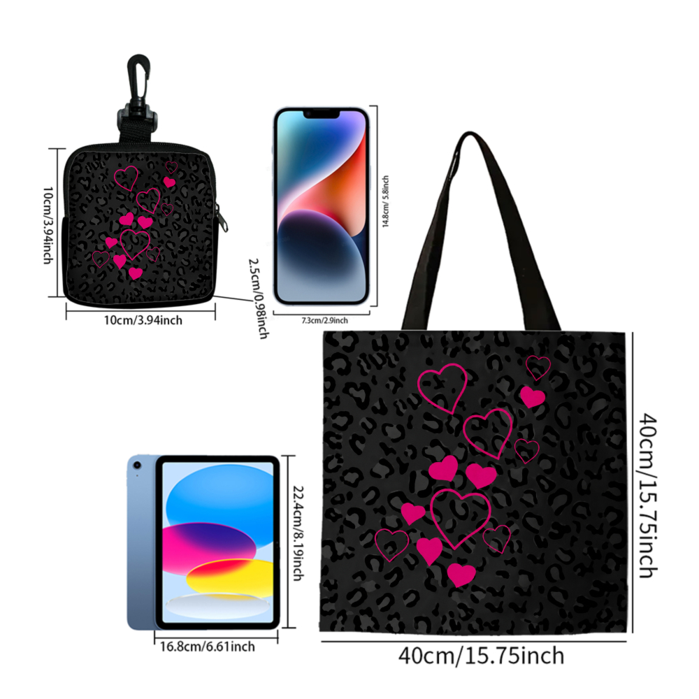 Black Leopard Print Pink Heart - Women Bags And Purses review and price
